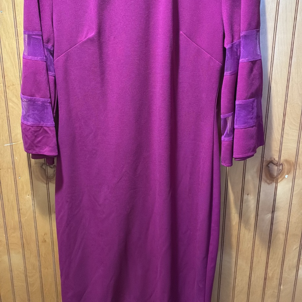 SHEIN Magenta Long Sleeve Midi Dress